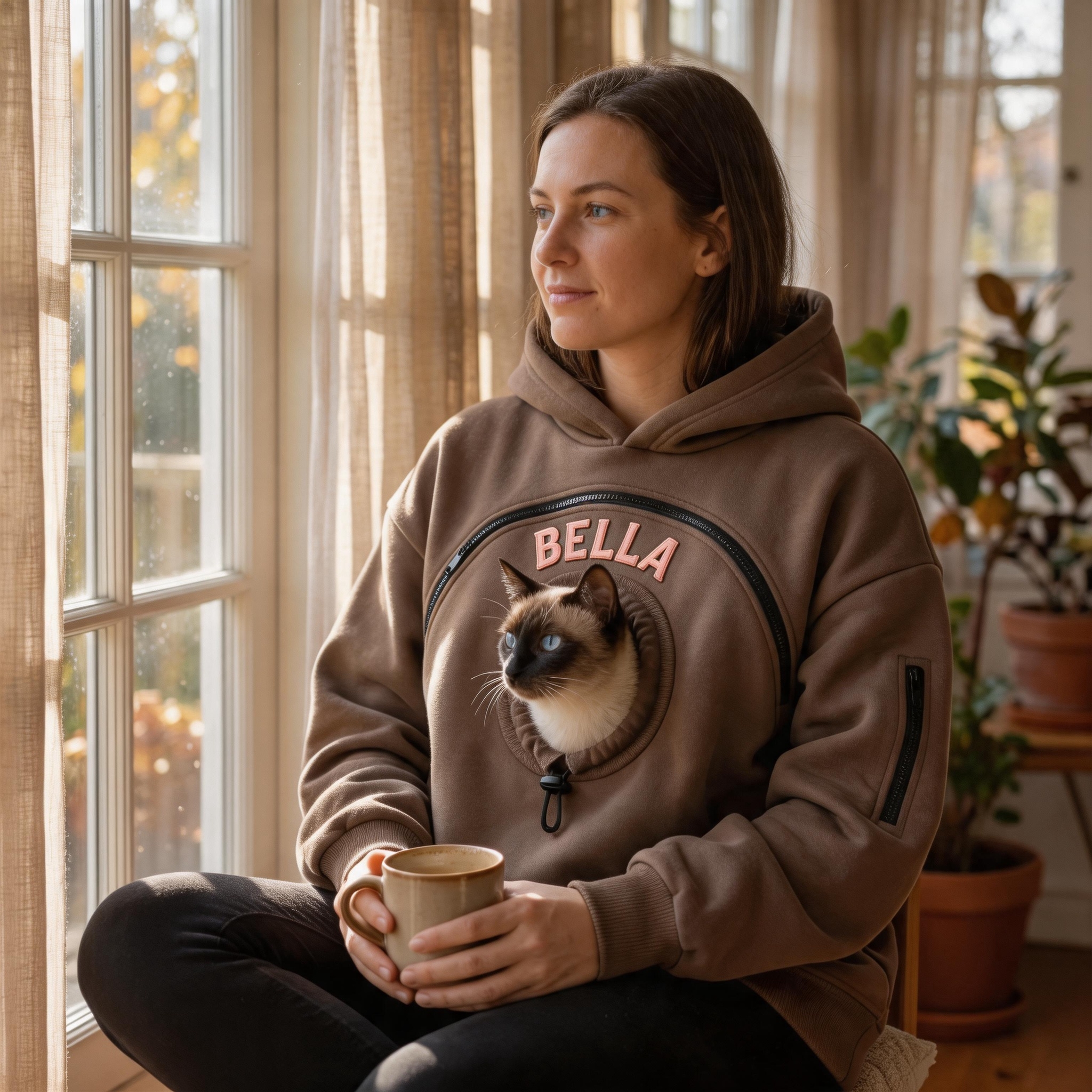 Custom Pet Retro Wool Felt Name Carrier Hoodie 