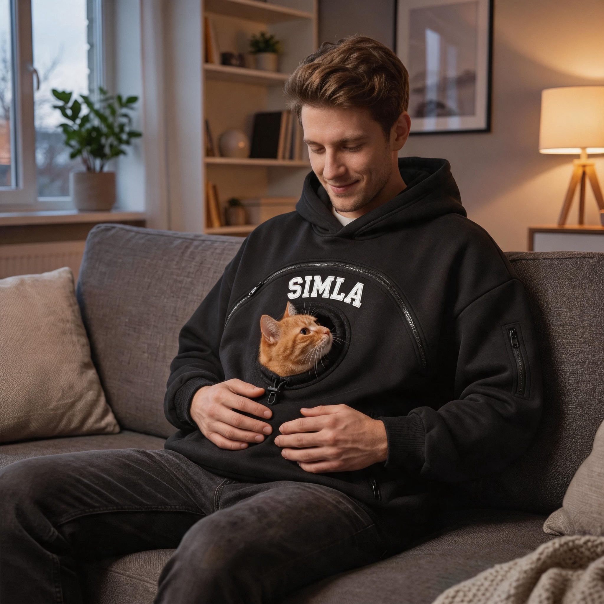 Custom Pet Retro Wool Felt Name Carrier Hoodie 