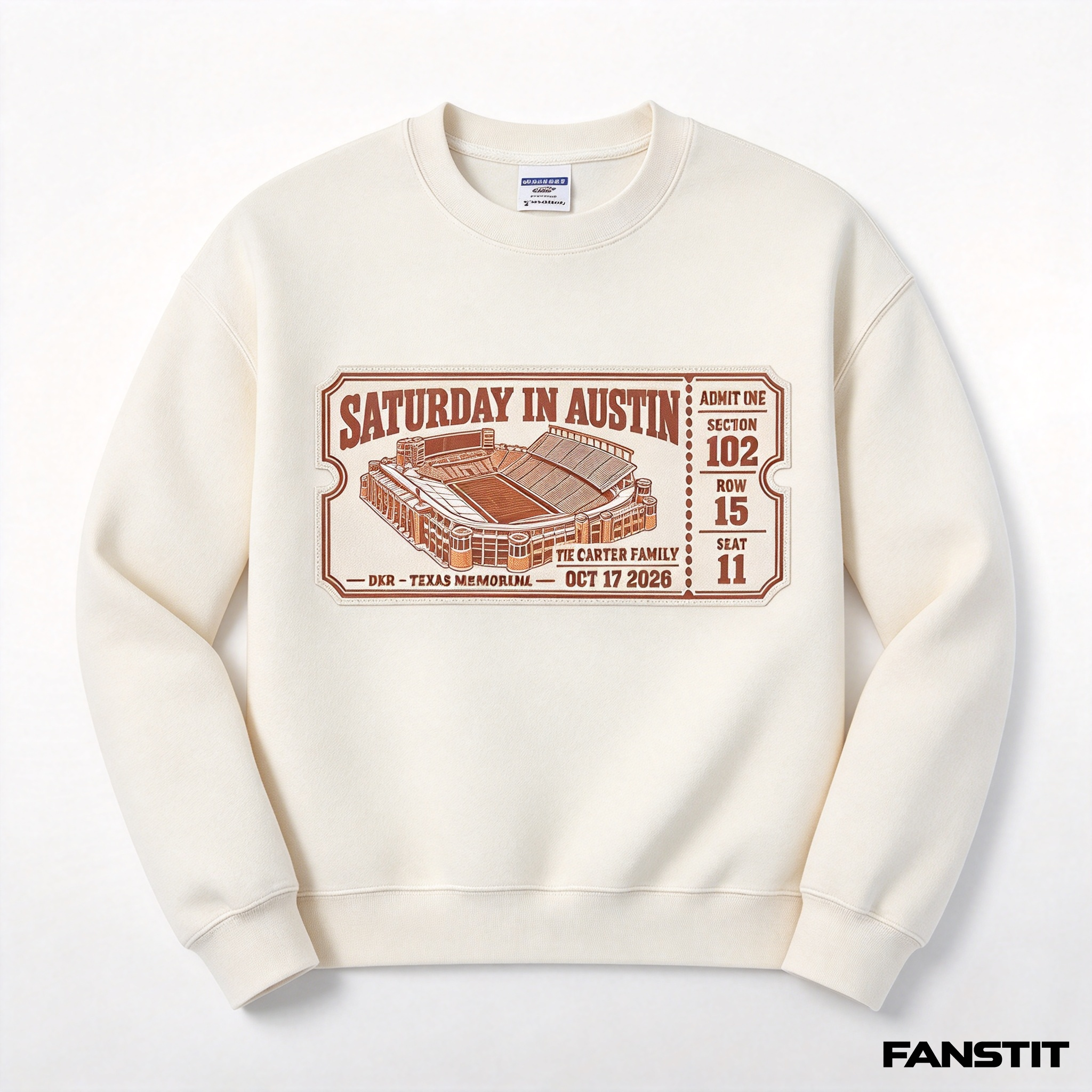 Custom Football Stadium Ticket Sweatshirt