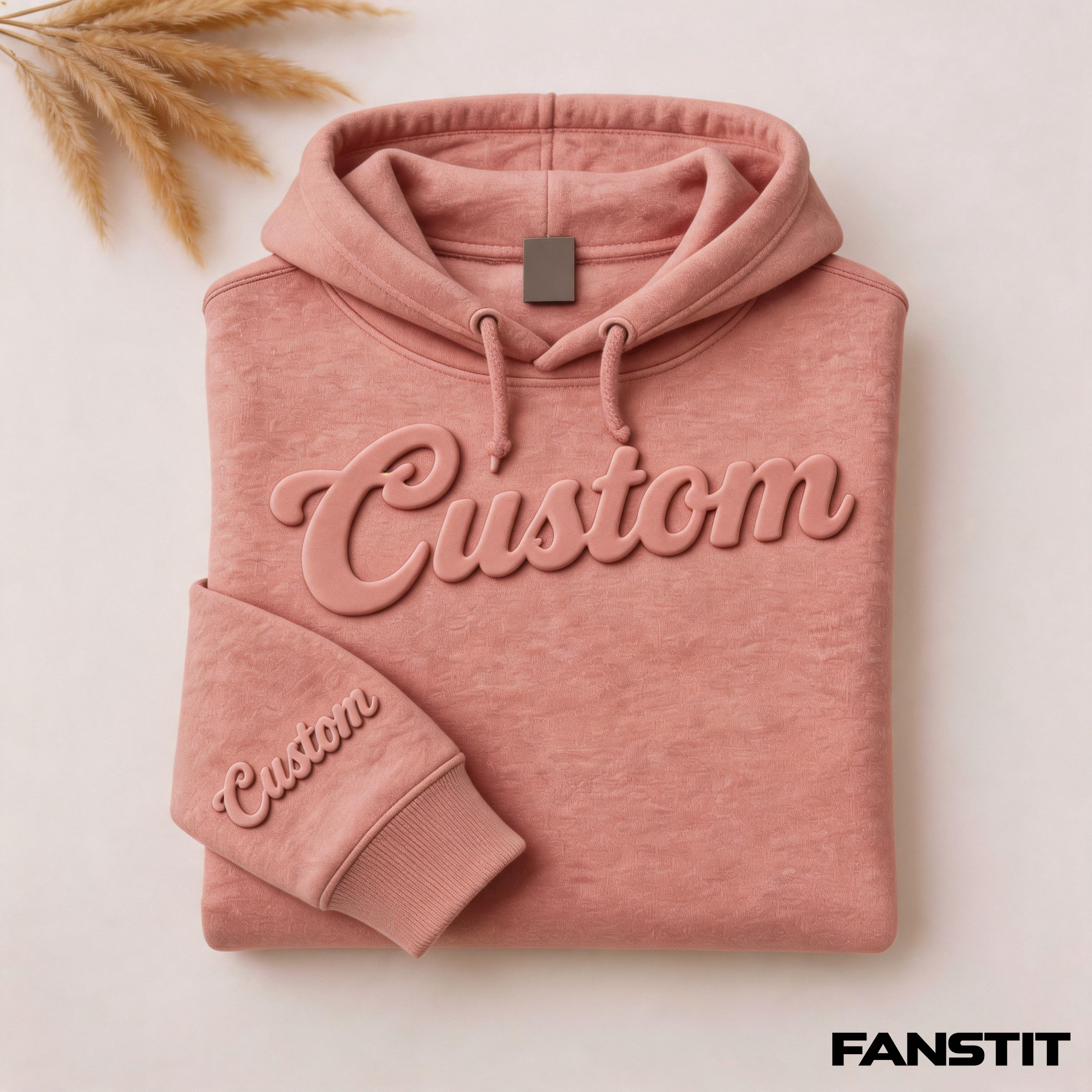 Custom Embossed Text Pullover Hoodie