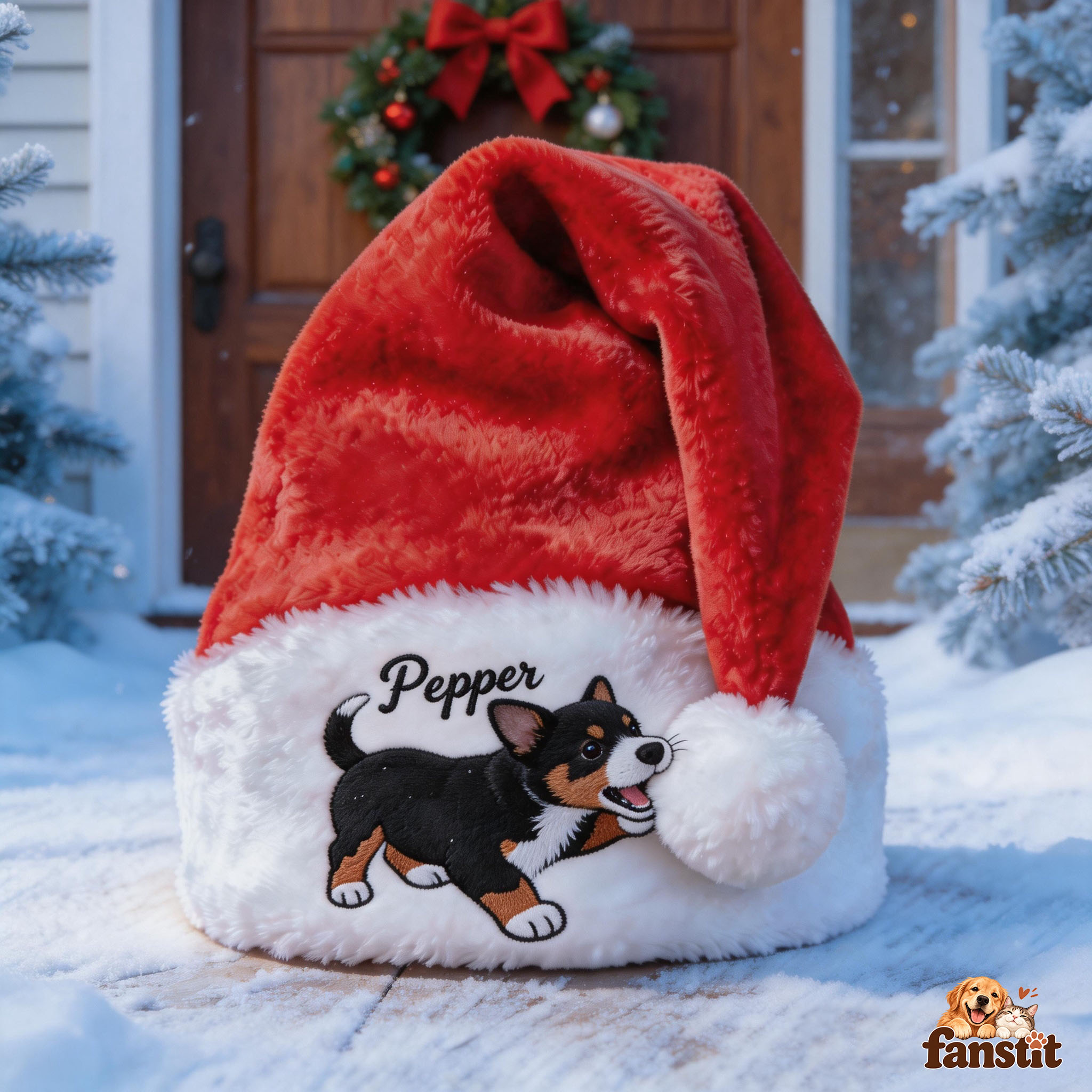 Custom Embroidered Pet Santa Hat