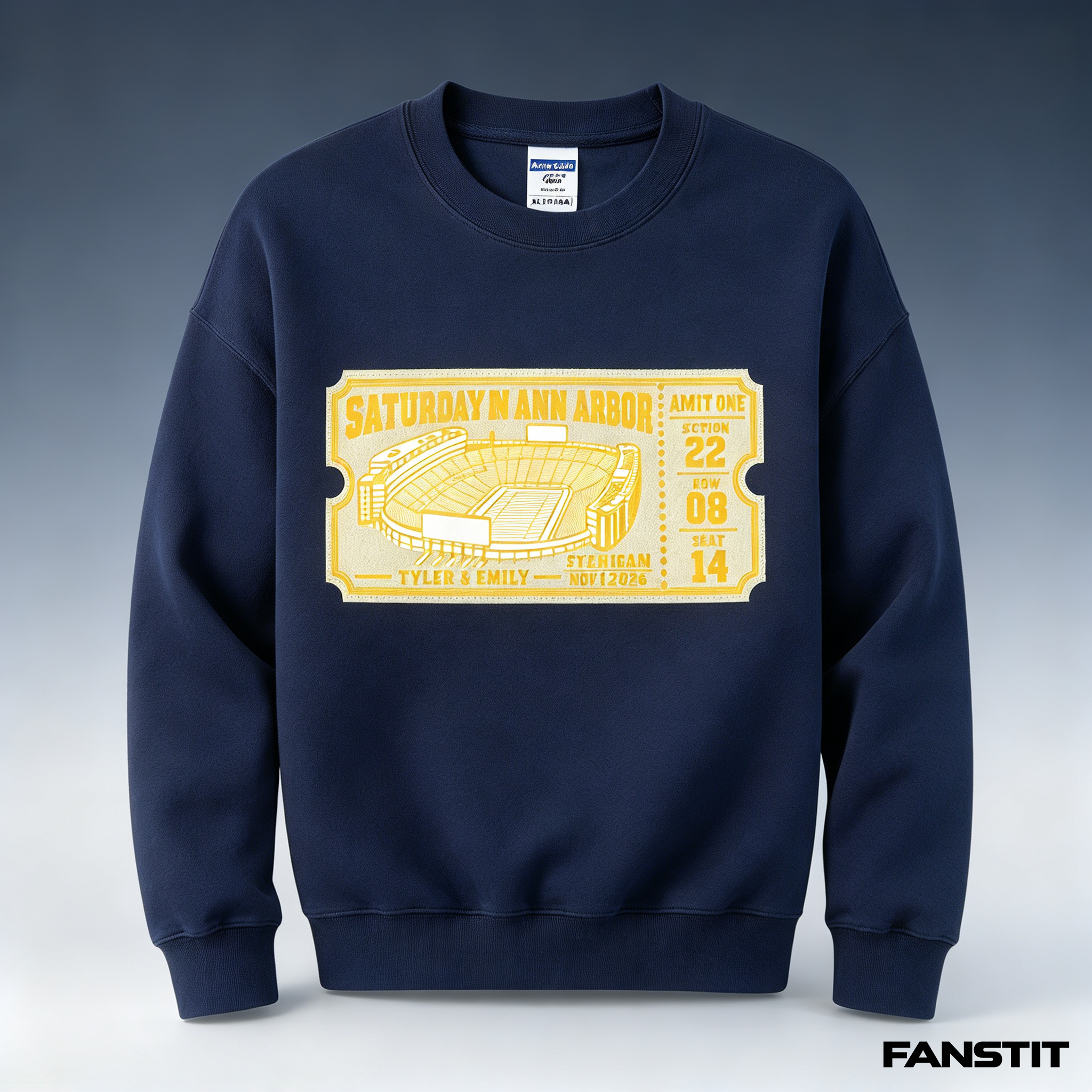 Custom Football Stadium Ticket Sweatshirt