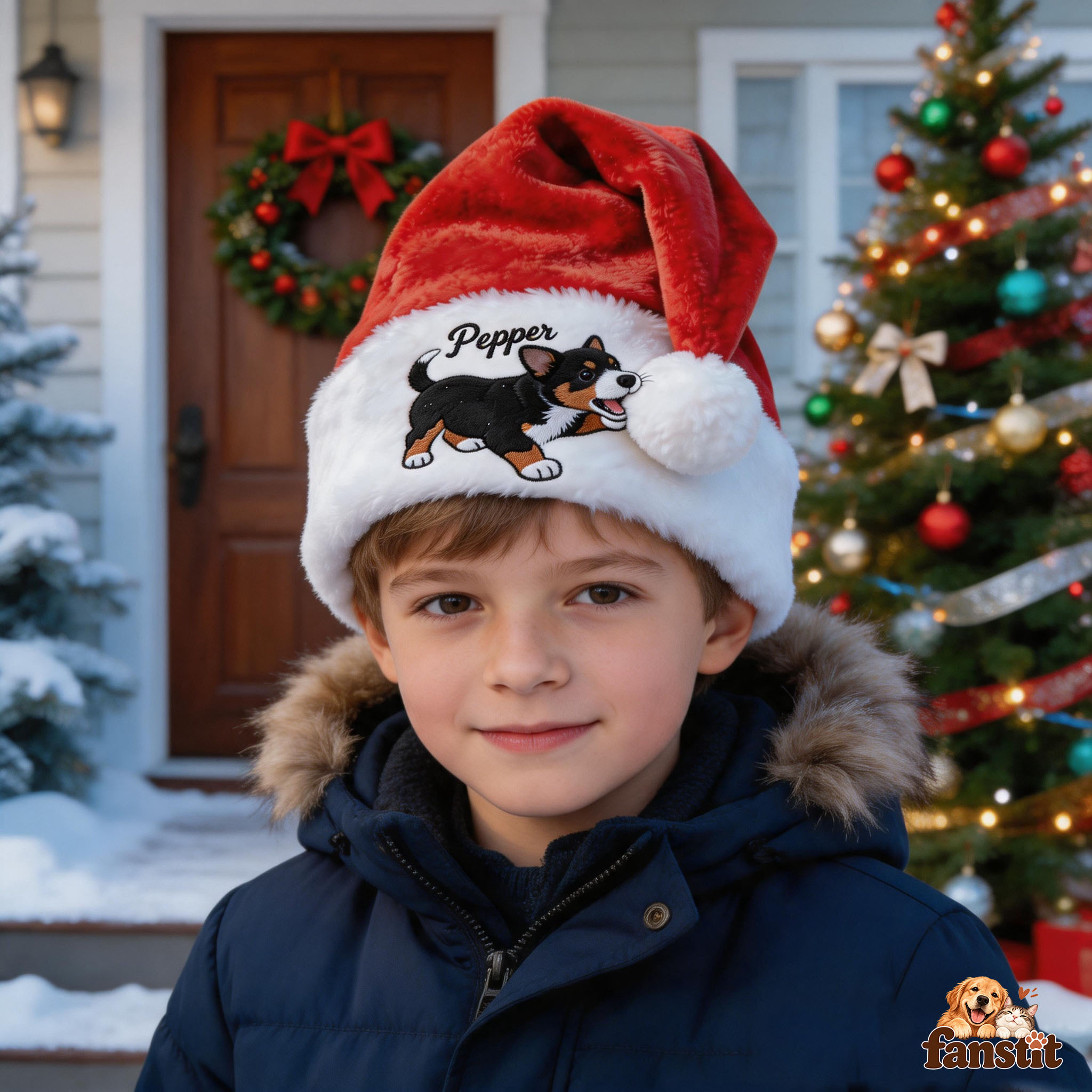 Custom Embroidered Pet Santa Hat