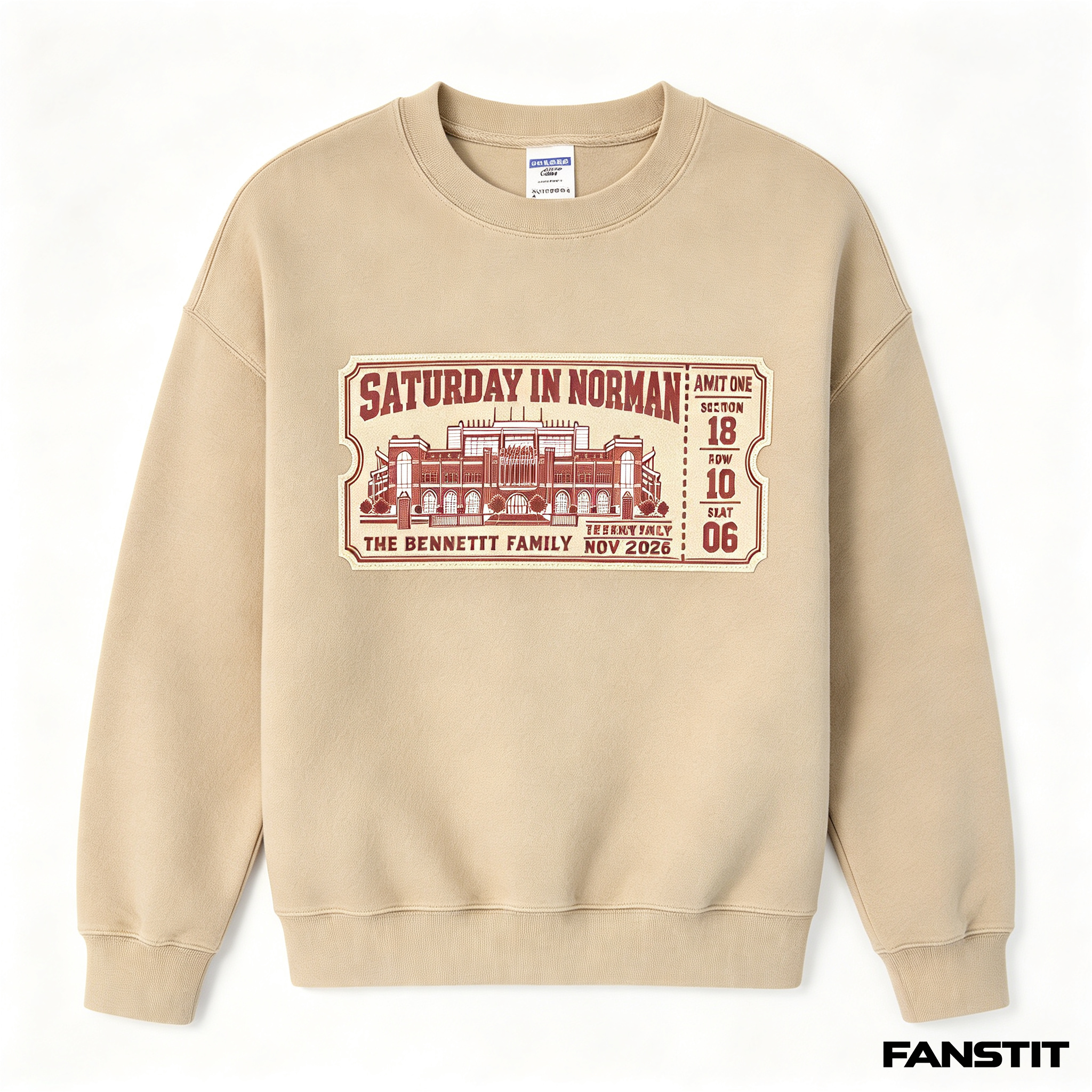 Custom Football Stadium Ticket Sweatshirt