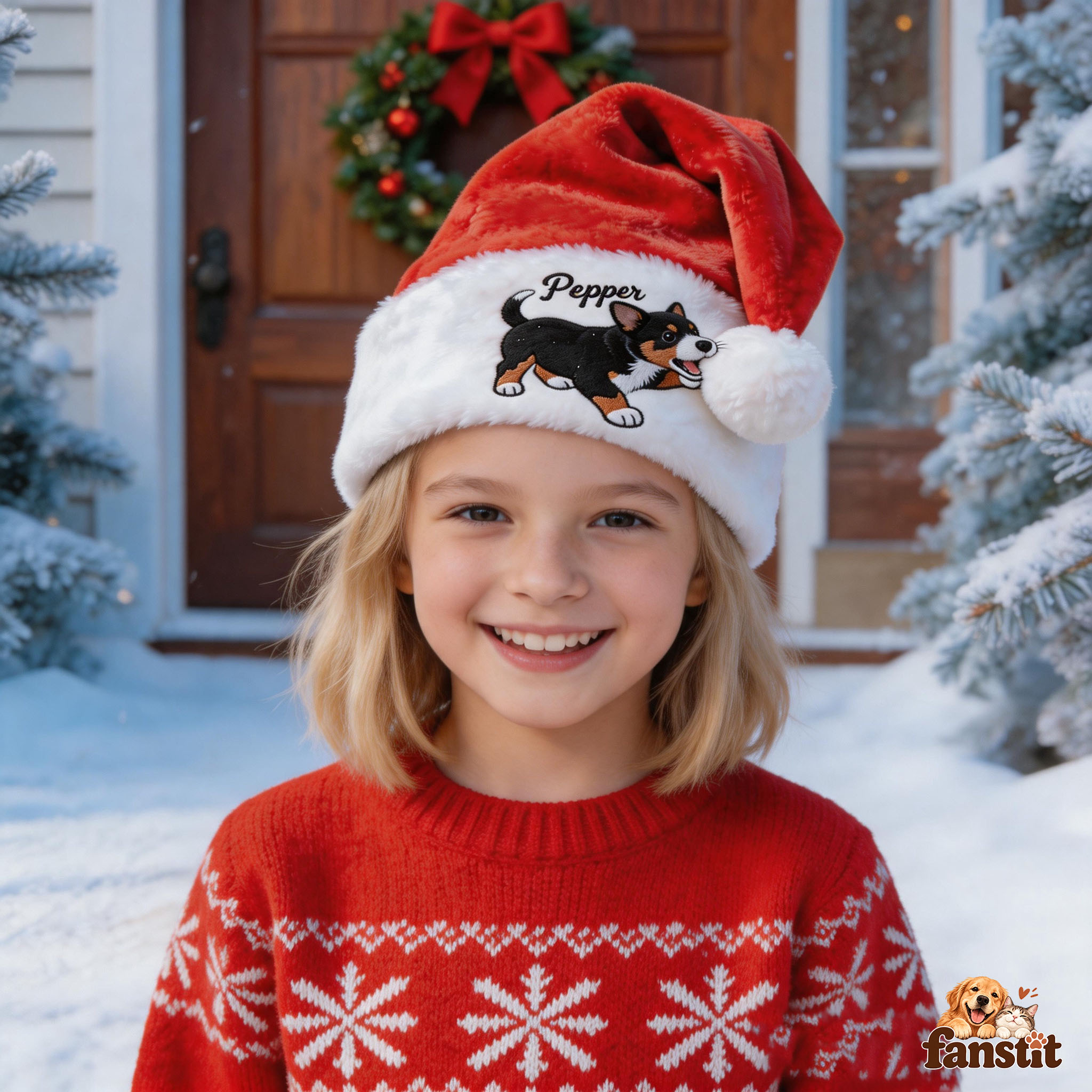 Custom Embroidered Pet Santa Hat