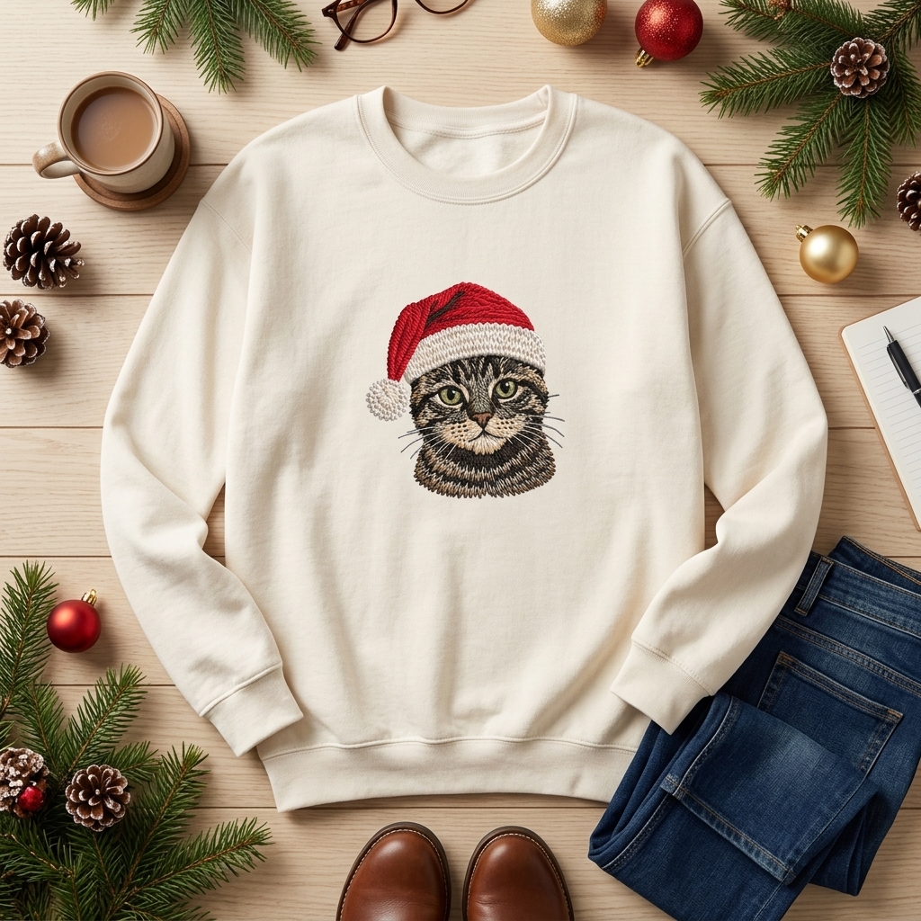 Custom Embroidered Christmas Pet Sweatshirt