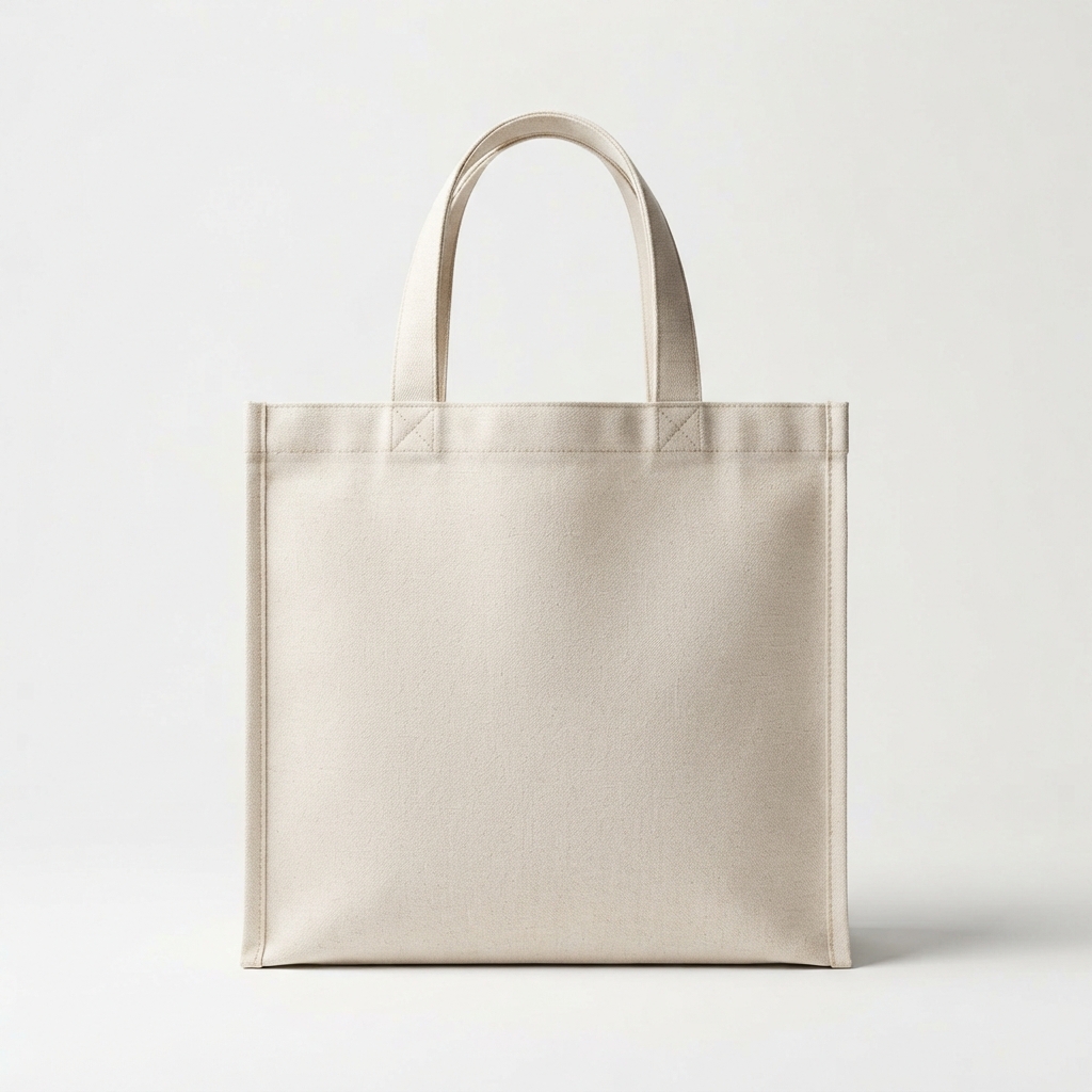 Custom pet portrait canvas tote bag in natural linen color