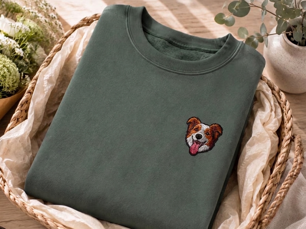 Custom Embroidered Pet Portrait Sweatshirt