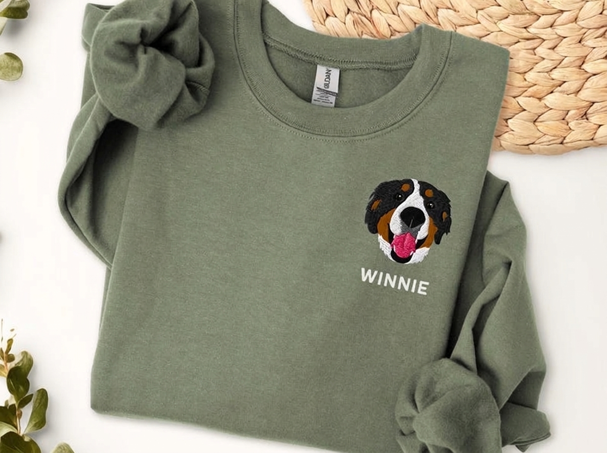 Custom Embroidered Pet Portrait Sweatshirt