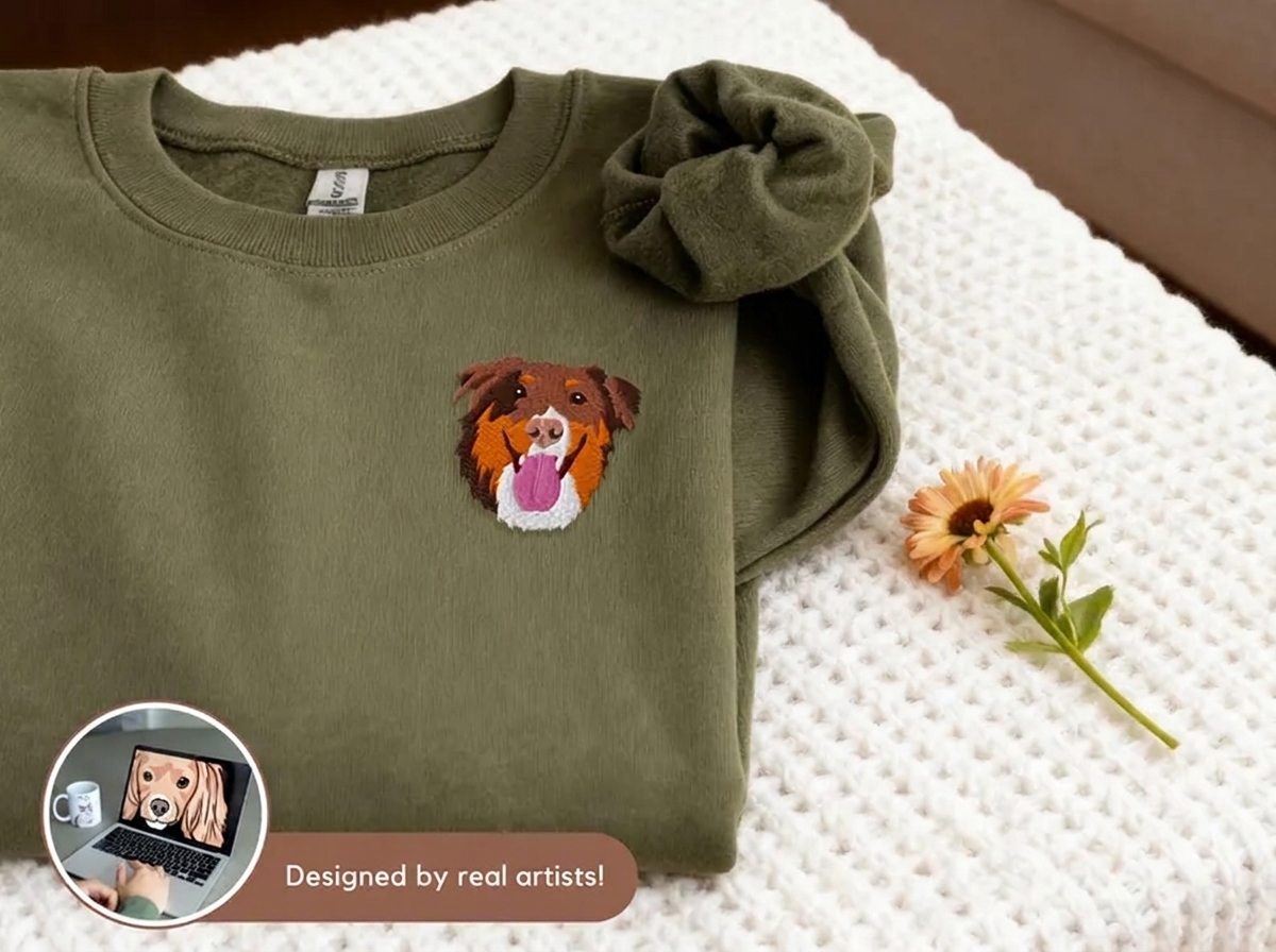 Custom Embroidered Pet Portrait Sweatshirt