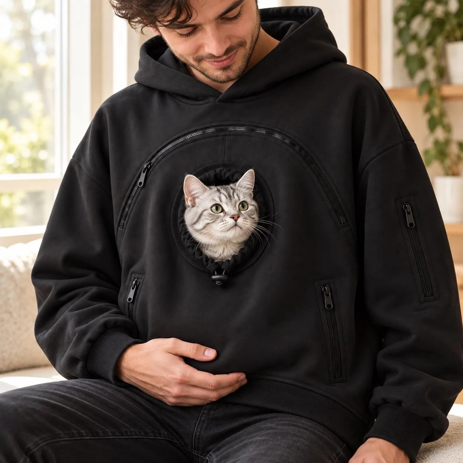 Personalized Pet Pouch Hoodie with Name Embroidery