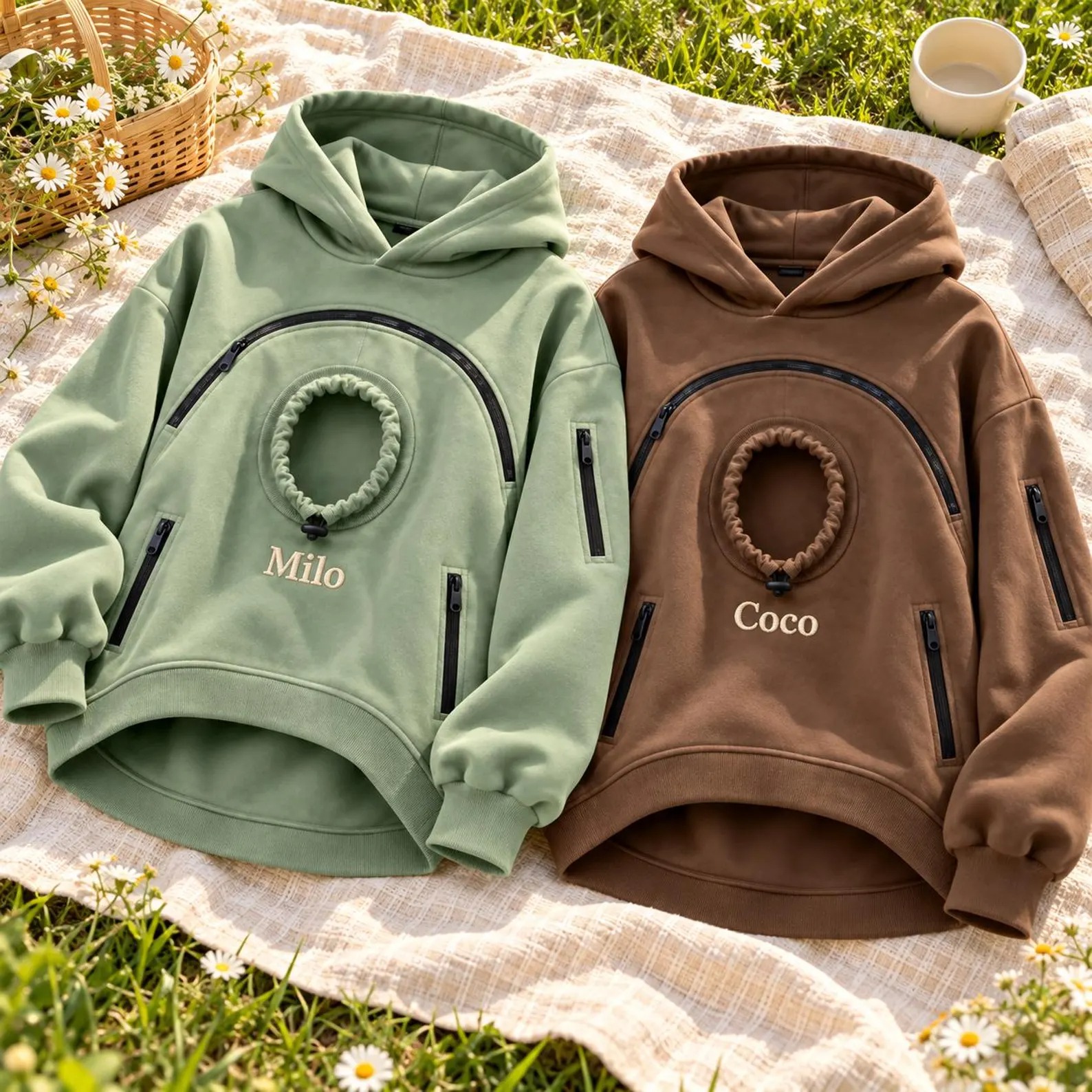 Personalized Pet Pouch Hoodie with Name Embroidery