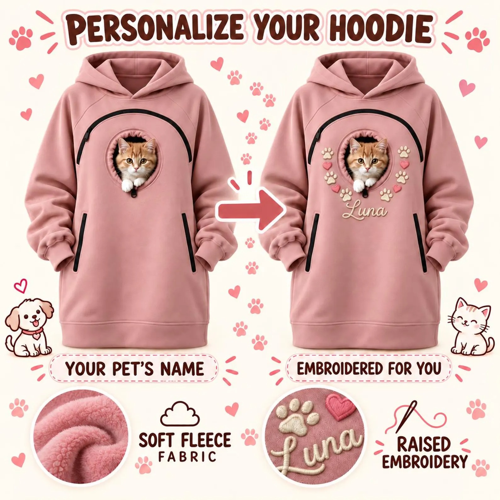 Personalized Pet Pouch Hoodie