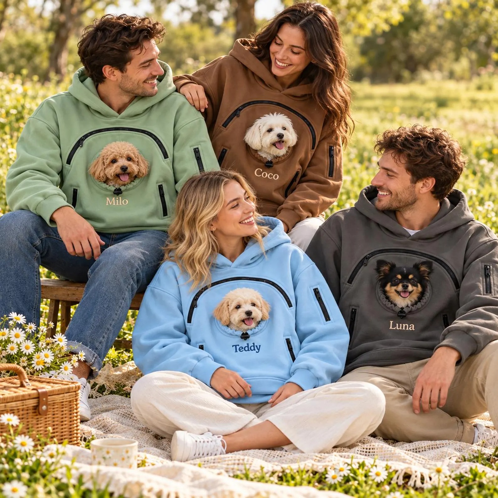 Personalized Pet Pouch Hoodie with Name Embroidery