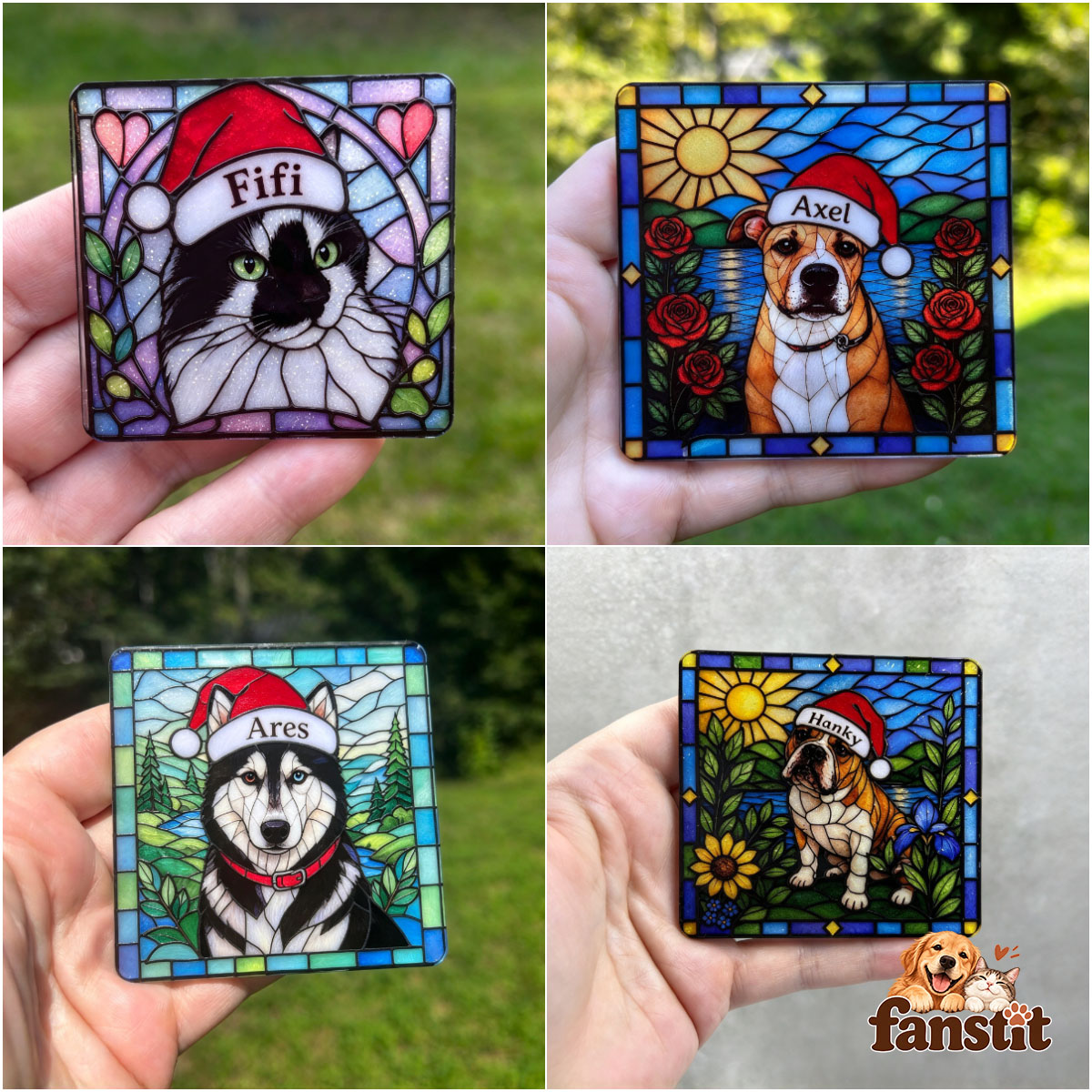 Custom Pet Portrait Christmas Ornament