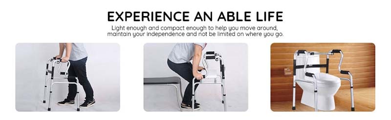 Eletriclife One-Button Folding Aluminum Walking Frame Walker