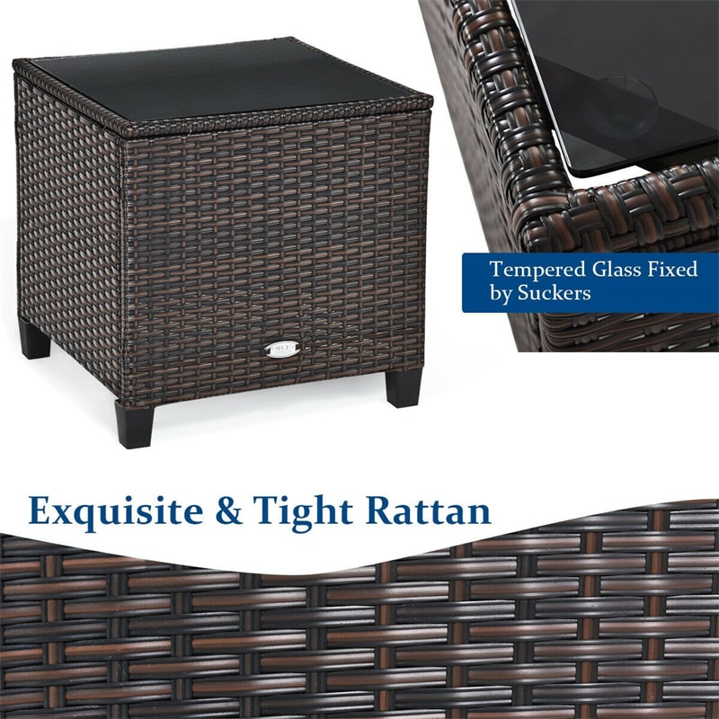 Eletriclife 3 Pieces Patio Rattan Furniture Set with Cushion
