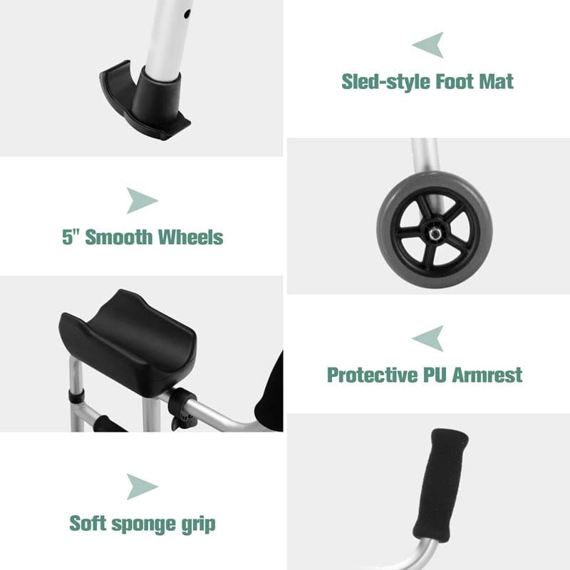 Eletriclife Height Adjustable Rolling Walker With Seat and Armrest Pad