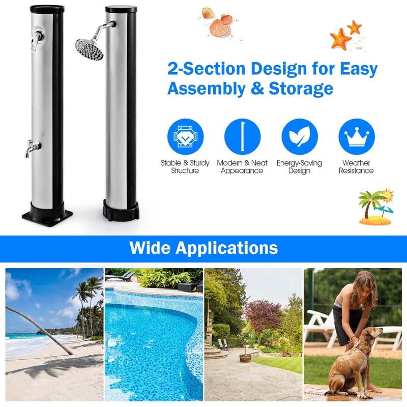 Eletriclife 7.2 Feet Solar-Heated Outdoor Shower with Free-Rotating Shower Head