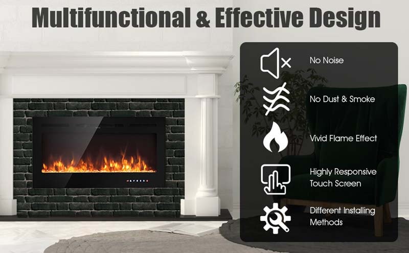 Eletriclife 50 Inches Recessed Electric Fireplace
