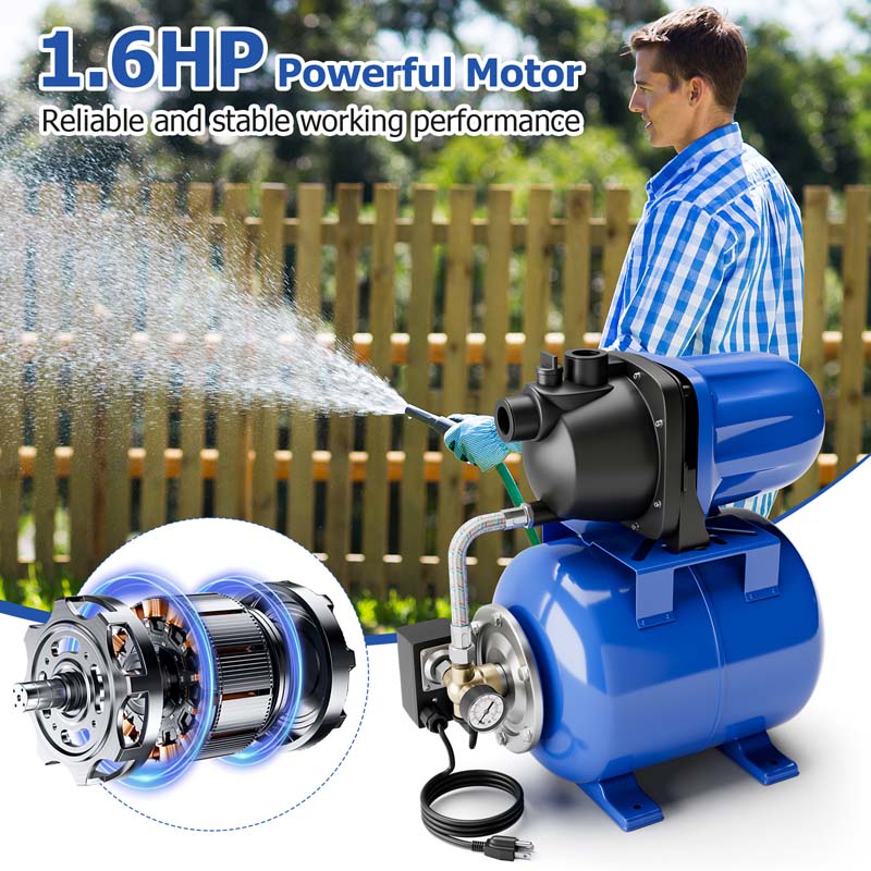 Eletriclife 1200 W Garden Water Pump Shallow Well Pressurized Irrigation