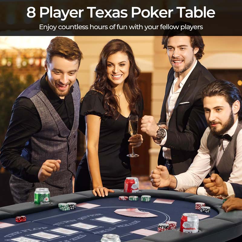 Eletriclife 72 Inch 8-Player Texas Holdem Poker Table with Metal Cup Holders