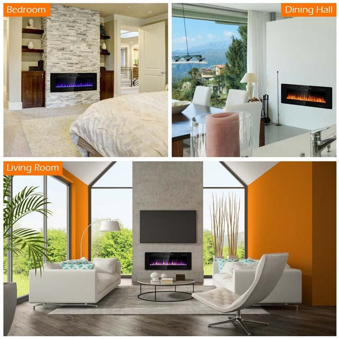 50 Inches Recessed Ultra Thin Electric Fireplace