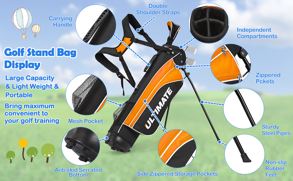 Costway Junior Complete Golf Club Set for Age 8 to 13