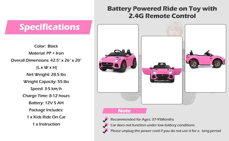 Eletriclife 12V Jaguar F-Type SVR Licensed Kids Ride On Car