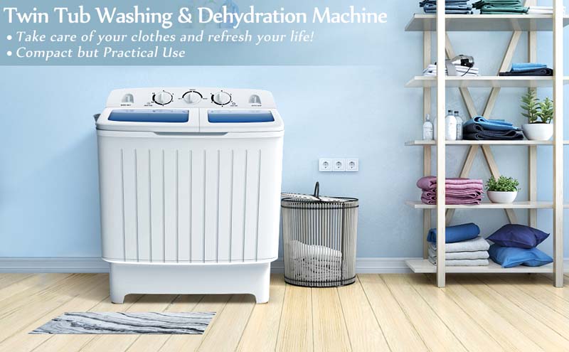 Eletriclife 17.6 Lbs Compact Twin Tub Washing Machine