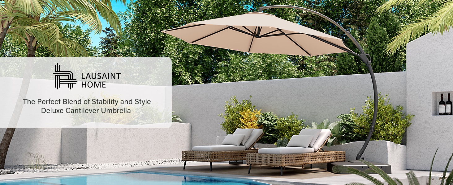beige cantilever patio umbrella