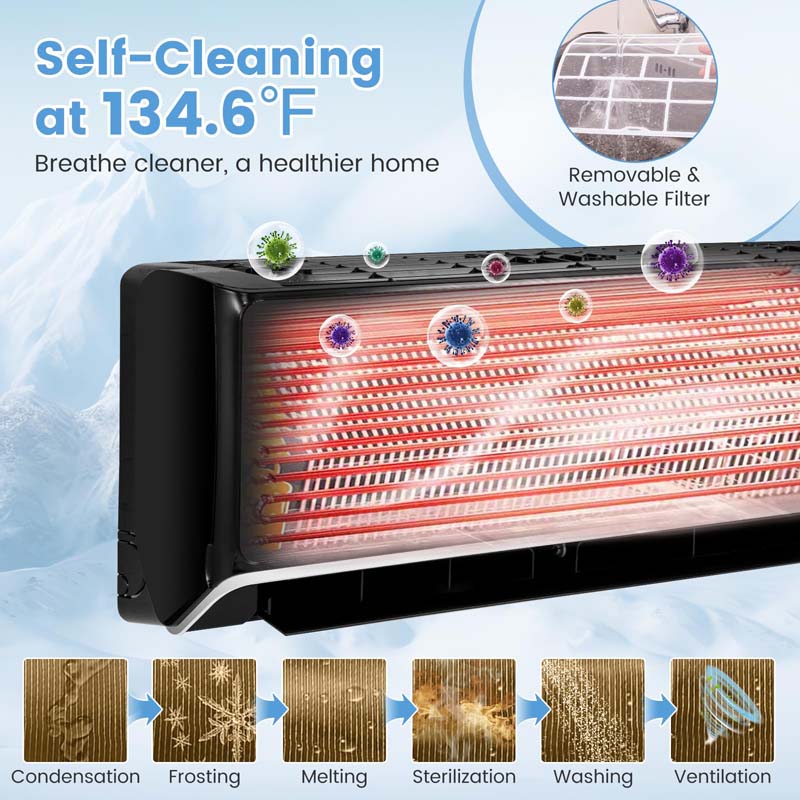 Eletriclife 17000 BTU 21 SEER2 208-230V Wifi Enabled Mini Split Air Conditioner and Heater