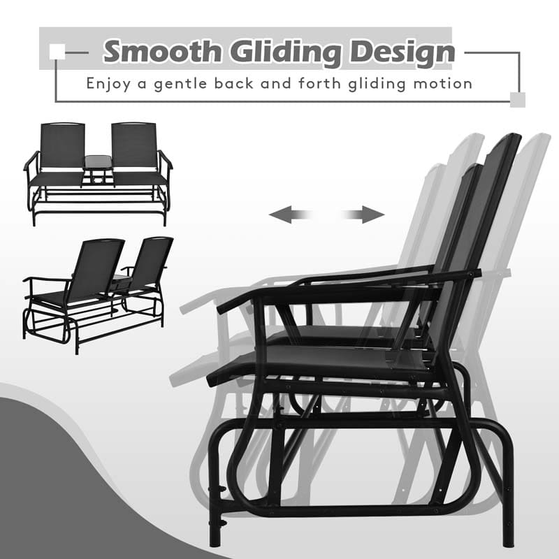 Eletriclife 2-Person Double Rocking Loveseat with Mesh Fabric and Table