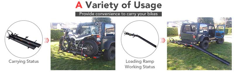 Eletriclife 600 LBS Motorcycle Carrier Hitch Mount Bike Rack with Loading Ramp