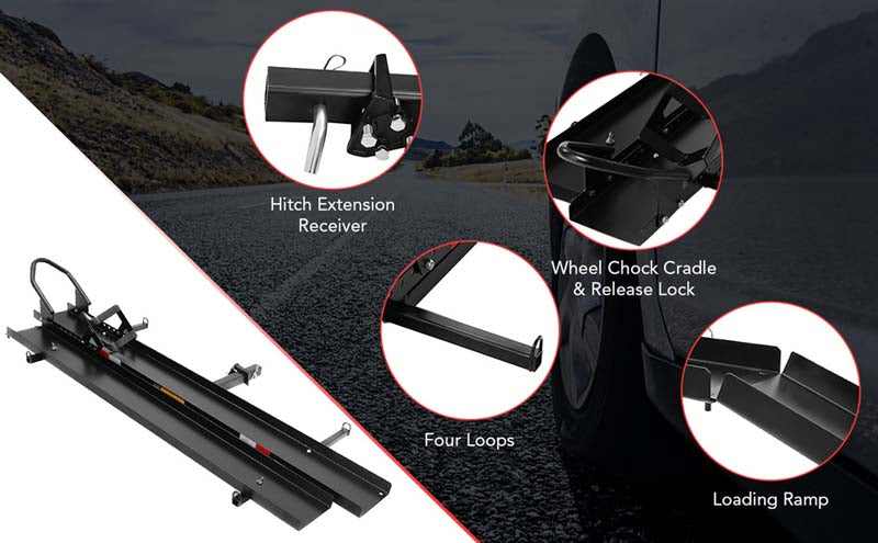 Eletriclife 600 LBS Motorcycle Carrier Hitch Mount Bike Rack with Loading Ramp