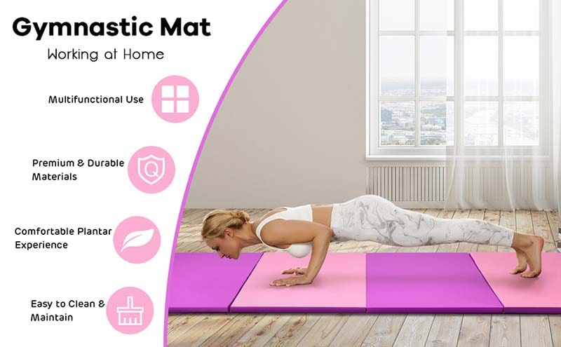 Eletriclife 4-Panel Folding Gymnastics Mat with Carrying Handles