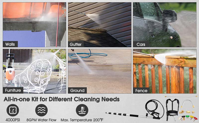 Eletriclife 4000 PSI 18 Feet Telescoping Spray Wand Pressure Washer