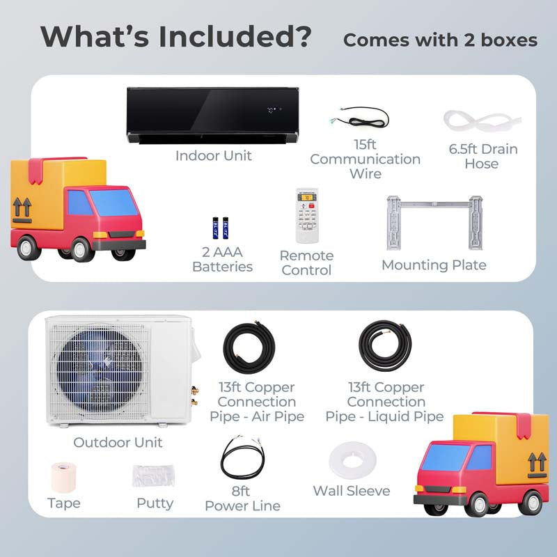 Eletriclife 17000 BTU 21 SEER2 208-230V Wifi Enabled Mini Split Air Conditioner and Heater