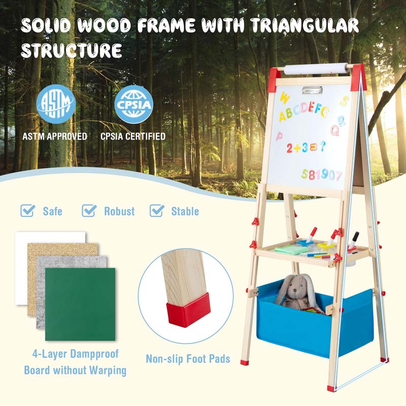 Eletriclife 3-in-1 Double-Sided Adjustable Kid Easel for 3-8 Years Old Toddlers