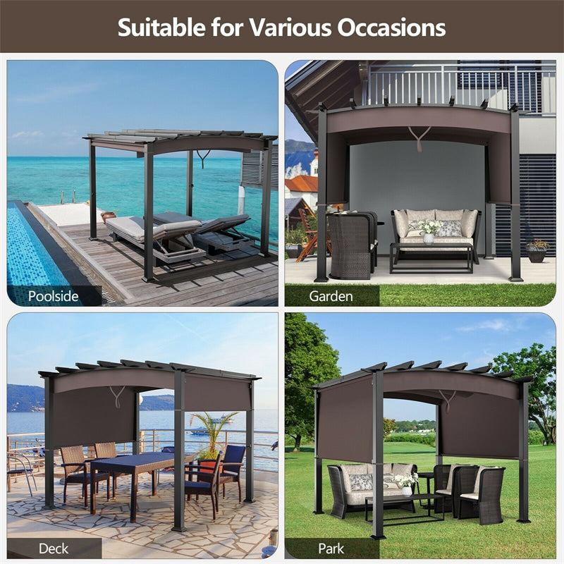 Eletriclife 10 x 10 Feet Patio Pergola Gazebo Sun Shade Shelter with Retractable Canopy