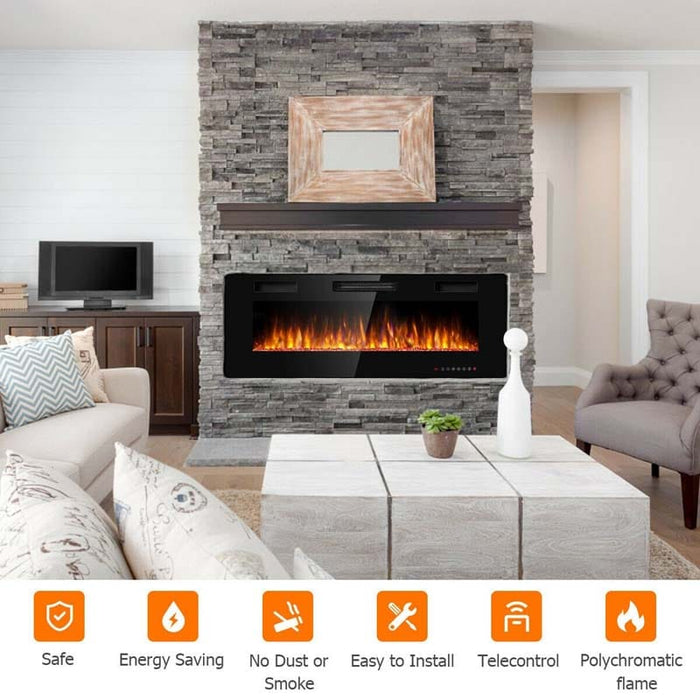50 Inches Recessed Ultra Thin Electric Fireplace
