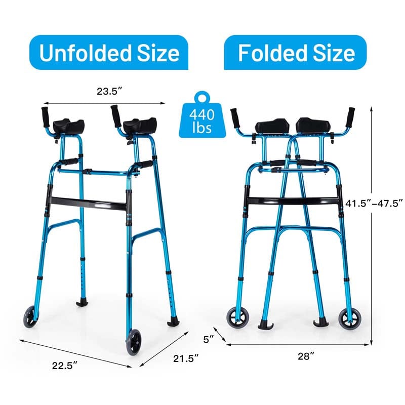 Eletriclife Folding Adjustable Aluminum Wheel Walking Frame