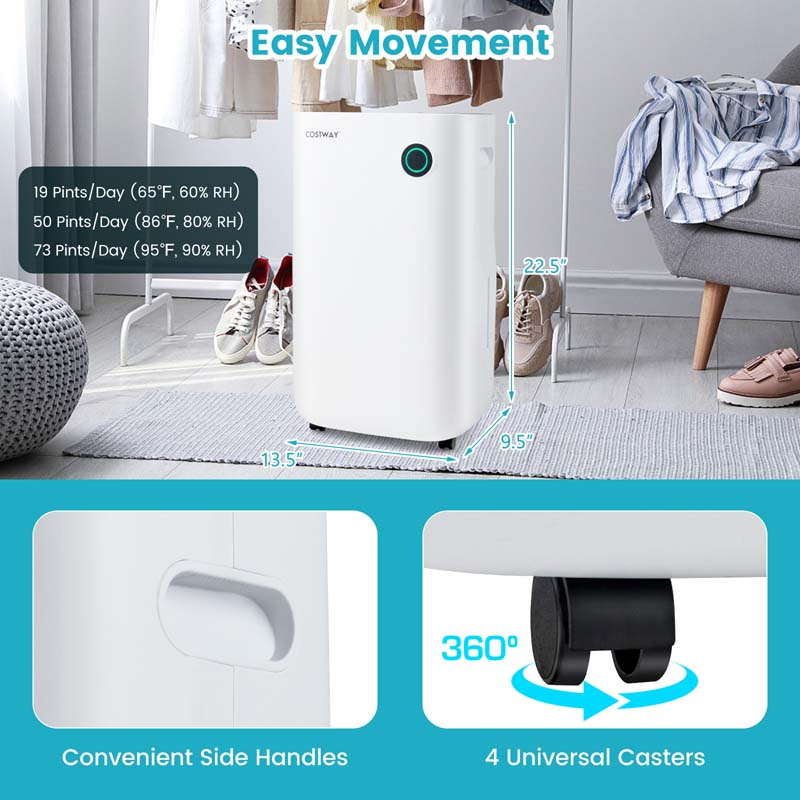 Eletriclife 4500 Sq. Ft Dehumidifier with 5 Modes and 3-Color Indicator Light