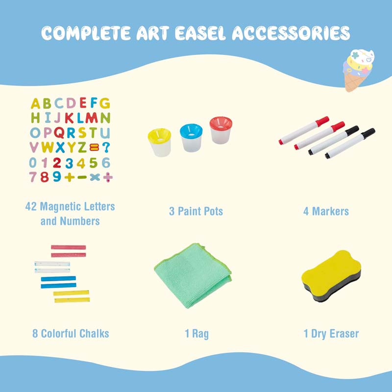 Eletriclife 3-in-1 Double-Sided Adjustable Kid Easel for 3-8 Years Old Toddlers
