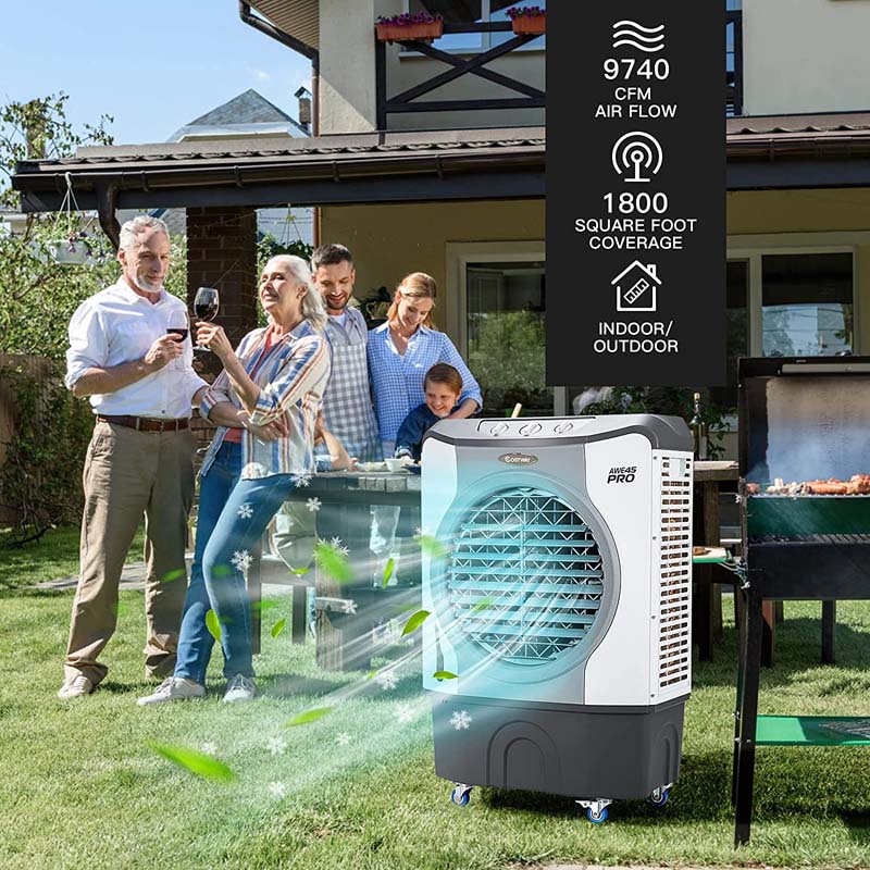 Eletriclife CFM Industrial Evaporative Cooler 4-in-1 Air Cooling Fan 45L Tank