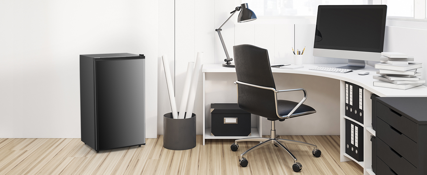 3.2 Cu.Ft Mini Fridge with Freezer Small Refrigerator Single Door Energy-efficient Low Noise