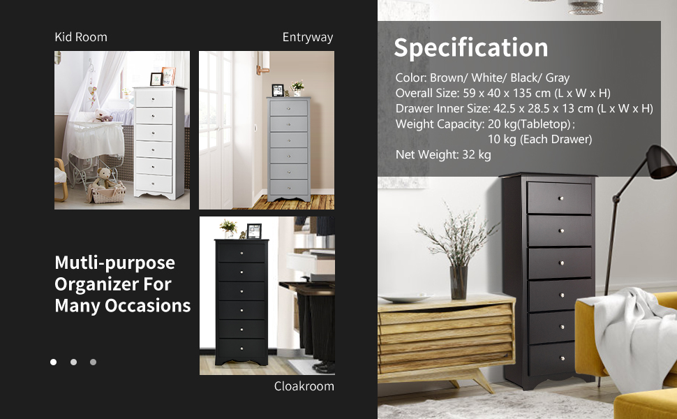 6 Chest of Drawers