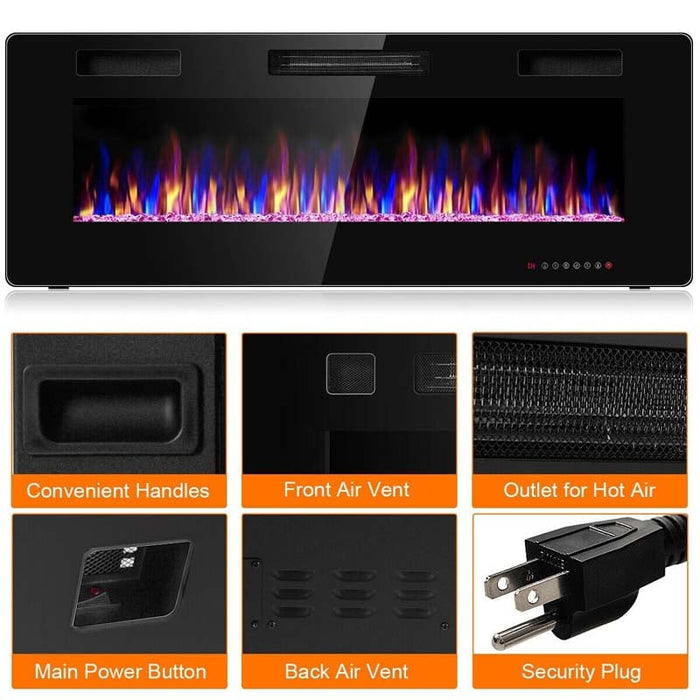 50 Inches Recessed Ultra Thin Electric Fireplace