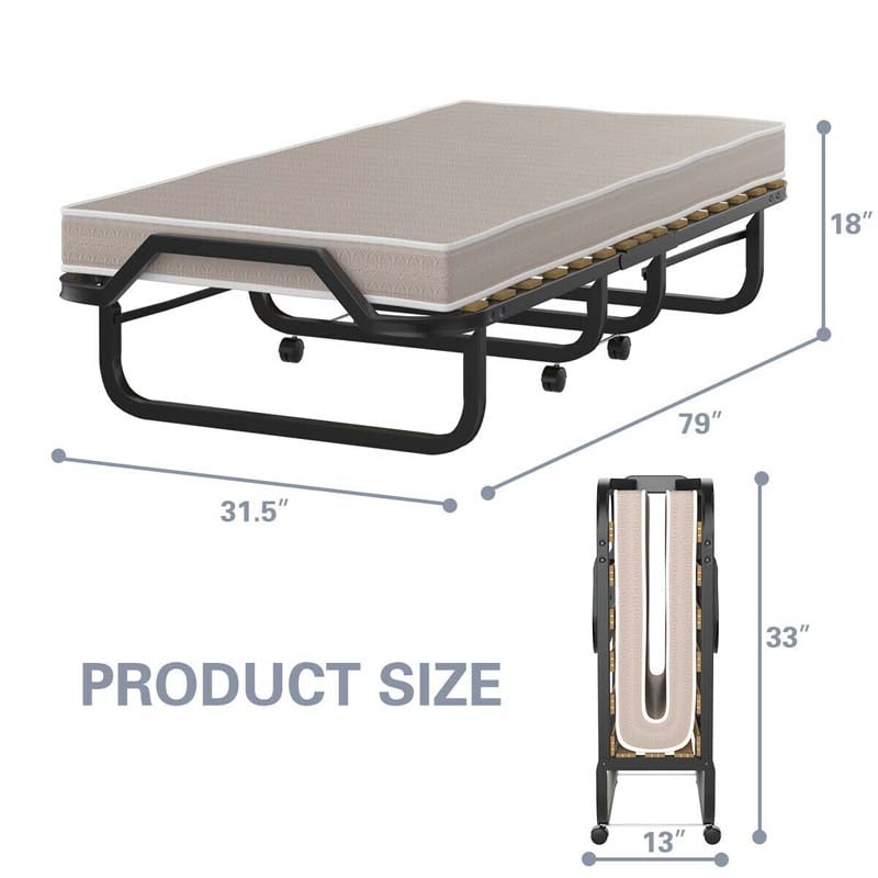 Eletriclife Rollaway Folding Bed with Memory Foam Mattress