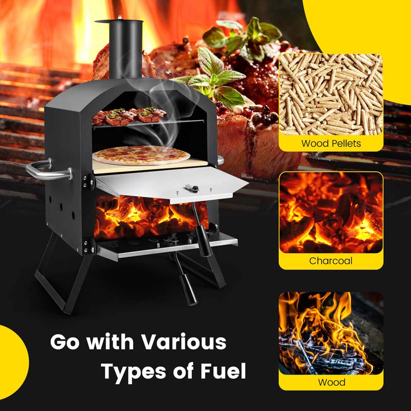 Eletriclife Outdoor Pizza Oven with Anti-scalding Handles and Foldable Legs